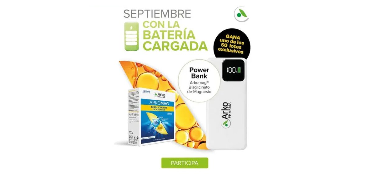 Arkopharma: 50 lotes Arkomag + batería externa